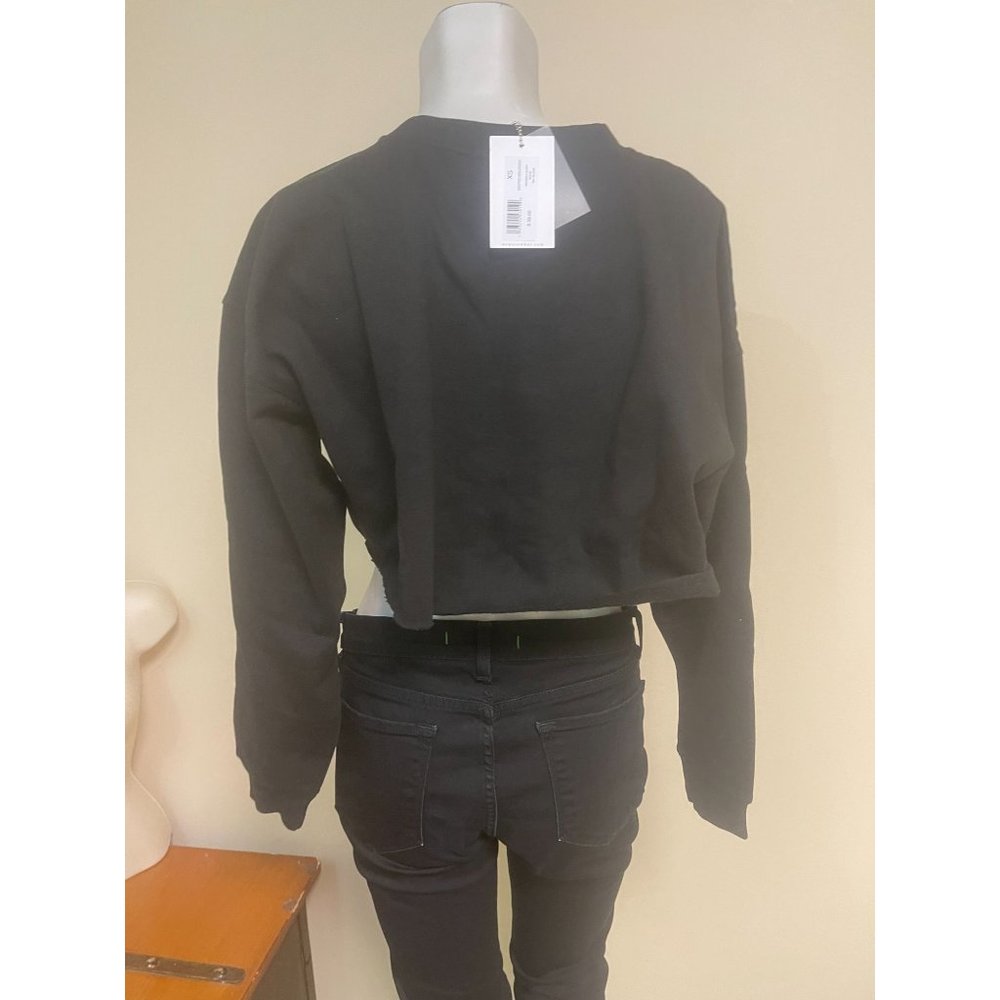 NWT WEWOREWHAT Cropped Sweatshirt - Black - Size XS - Picture 10 of 10